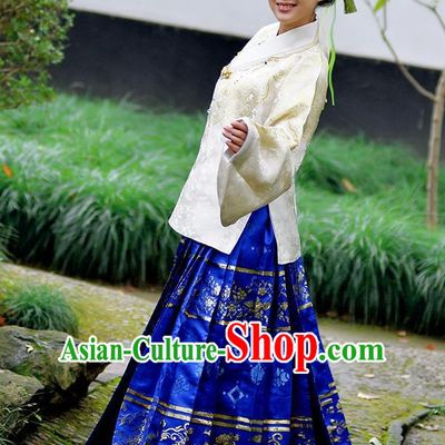 Ancient Chinese Ming Dynasty Princess Empress Queen Embroidered Clothing and Headpieces Complete Set for Women or Girls