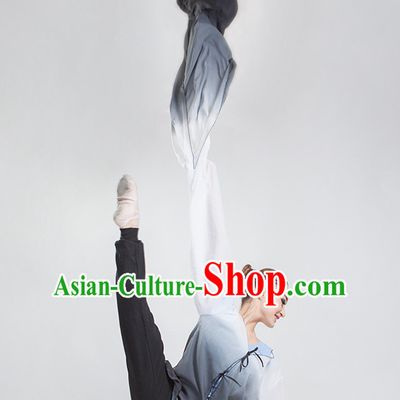 White to Black Color Transition 2 Meters Chinese Classical Water Sleeves Long Sleeves Dancing Costume for Women or Girls