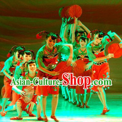 Professional Chinese Spring Festival Folk Dance Costumes for Women Adults Kids