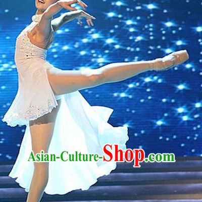 Professional Chinese White Ballet Dance Costume for Women Girls Adults Kids