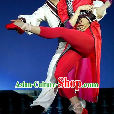 Professional Chinese Red Mandarin Dance Costume for Women Adults Kids