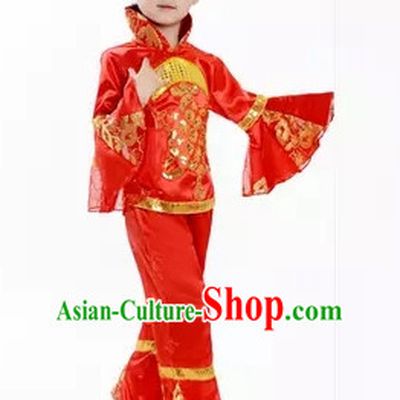 Chinese Folk Spring Festival Dance Costume for Girls Kids Children