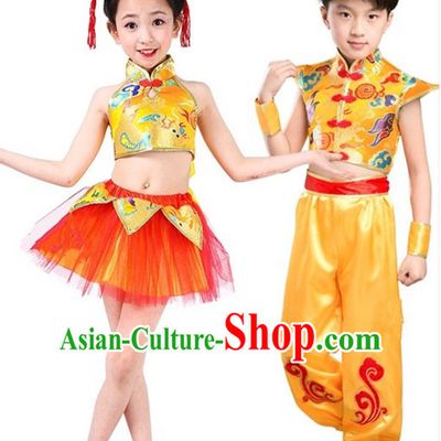 Chinese Folk Spring Festival Dancing Costume for Girls Kids Children