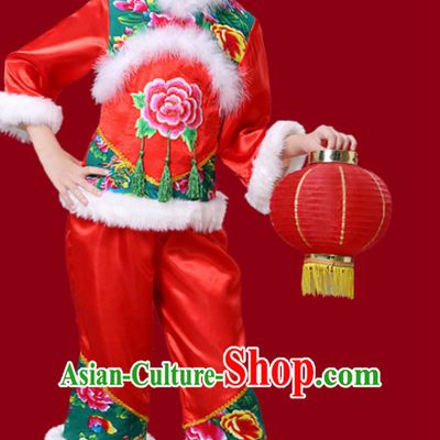 Chinese Traditional New Year Dance Costumes for Girls Kids Children