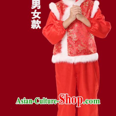 Chinese Traditional New Year Dance Costume for Girls Kids Children