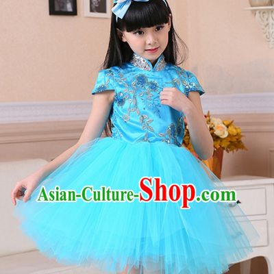 Chinese Traditional Lunar New Year Mandarin Dance Skirts for Girls Kids Children