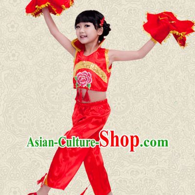 Chinese Traditional Lunar New Year Mandarin Dance Costumes for Girls Kids Children