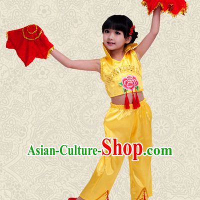 Chinese Traditional Lunar New Year Mandarin Dance Costumes for Girls Kids Children