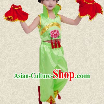 Chinese Traditional Lunar New Year Mandarin Dance Costumes for Girls Kids Children