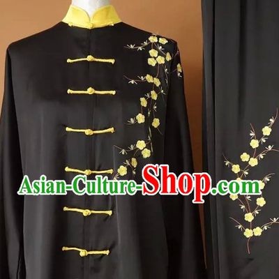 Yellow Top Embroidered Mandarin Tai Chi Taiji Martial Arts Competition Uniforms Dresses Suits Outfits