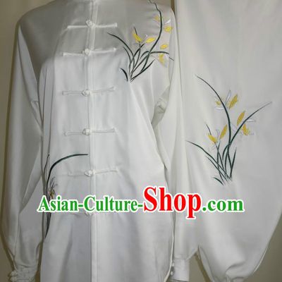 Top Mandarin Tai Chi Taiji Kung Fu Martial Arts Competition Uniform Dresses Suits Outfits for Kids Children Boys Girls