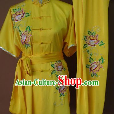 Top Embroidered Mandarin Tai Chi Taiji Kung Fu Martial Arts Competition Uniform Dresses Suits Outfits for Adults