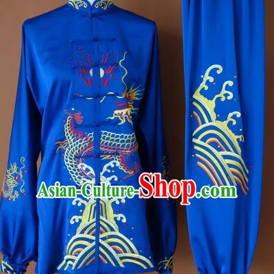 Top Embroidered Mandarin Tai Chi Taiji Kung Fu Martial Arts Competition Uniform Dresses Suits Outfits for Adults