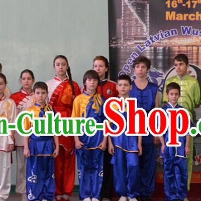 Top Embroidered Mandarin Tai Chi Taiji Martial Arts Competition Uniforms Dresses Suits Outfits for Kids Children Boys Girls