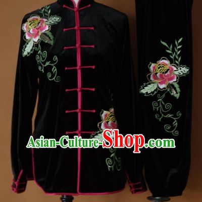 Top Embroidered Mandarin Tai Chi Taiji Kung Fu Martial Arts Competition Uniform Dresses Suits Outfits for Adults