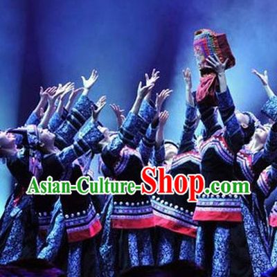 Chinese Folk Ethnic Dance Costumes and Headpieces for Women