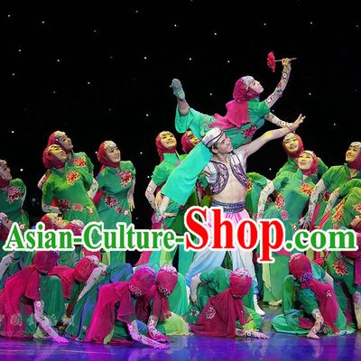 Chinese Folk Dance Costumes and Headpieces for Women