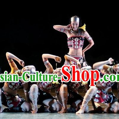 Chinese Folk Dance Costume and Headpieces for Women
