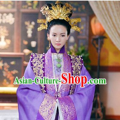 Ancient Chinese Ming Dynasty Queen Princess Empress Clothing and Hair Jewelry Complete Set for Women