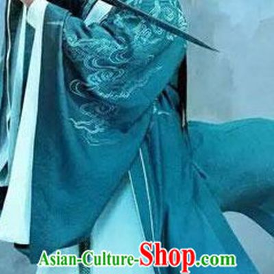 Ancient Chinese Swordsman Clothing and Hair Jewelry Complete Set for Men
