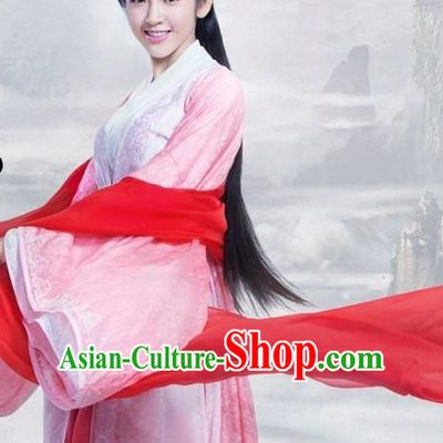 Ancient Chinese Fairy Costumes and Hair Jewelry Complete Set for Women Girls