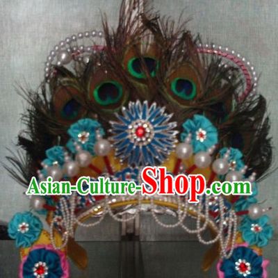 Handmade Ancient Traditional Chinese Peacock Prince Hat Oriental Hats Asian Fashion