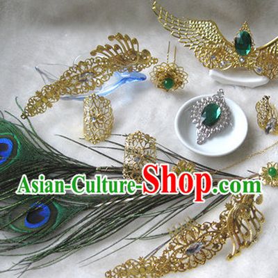 Ancient Chinese Empress Princess Phoenix Queen Crown Coronet Headpieces Headdress Hair Accessories Set