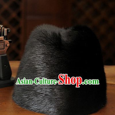 Top Traditional Chinese Black Fur Hat for Men