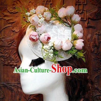 Top Handmade Flower Decoration Hat Dress Hat for Ladies