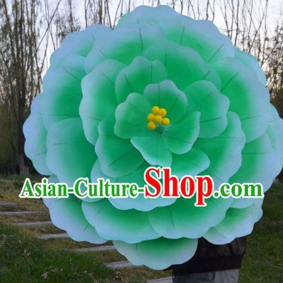 Green Classical Handmade Flower Umbrella Dance Props