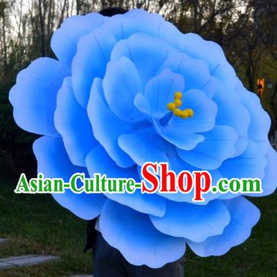 Blue Classical Handmade Flower Umbrella Dance Props