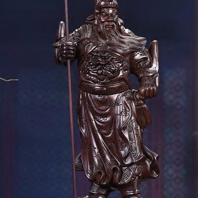 0.4 Meter Chinese Classical Hands Carved Wooden Sculptures of Guan Gong