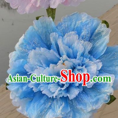 0.6 Meter Blue Large Chinese Peony Flower Dance Props for Adults or Kids