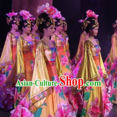 Ancient Chinese Classical Imperial Dance Costumes and Headdress Complete Set for Women or Girls