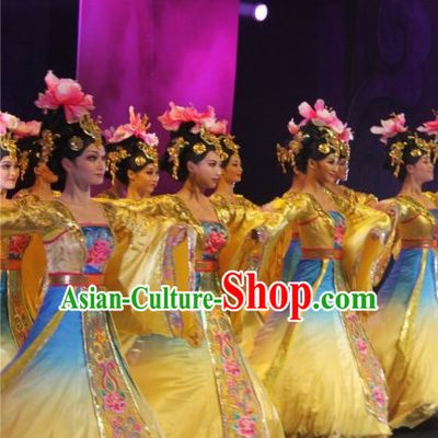Ancient Chinese Classical Imperial Dance Costumes and Headdress Complete Set for Women or Girls