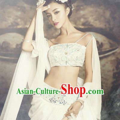 Chinese Ancient Fairy Costumes and Hair Accessories Complete Set for Women