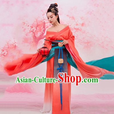 Chinese Ancient Beauty Costumes and Hair Jewelry Complete Set for Women