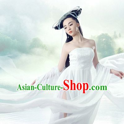 Chinese Ancient Fairy Costume and Hair Jewelry Complete Set for Women