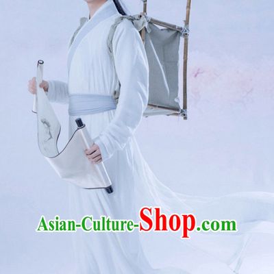 Chinese Ancient Young Men Costume and Hat Complete Set for Men