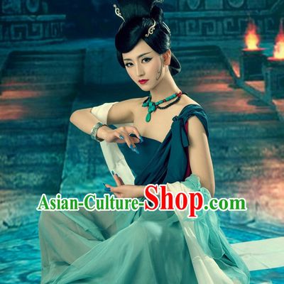 Chinese Ancient Fairy Costumes and Hair Jewelry Complete Set for Women