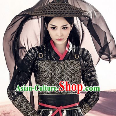 Chinese Ancient Knight Costumes and Hair Accessories Complete Set for Men and Women