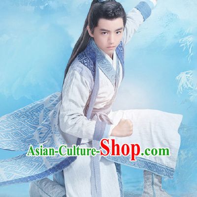 Chinese Ancient Swordsman Knight Costume Complete Set for Men Youth Teenagers Kids