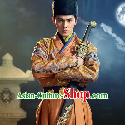 Chinese Ancient Swordsman Knight Costume Complete Set for Men Youth Teenagers Kids