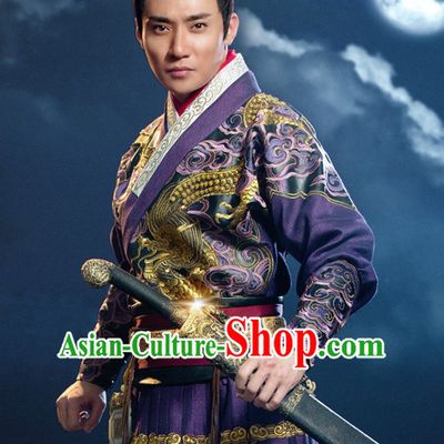 Chinese Ancient Swordsman Knight Costume Complete Set for Men Youth Teenagers Kids