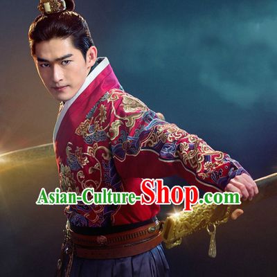 Chinese Ancient Swordsman Knight Costume Complete Set for Men Youth Teenagers Kids
