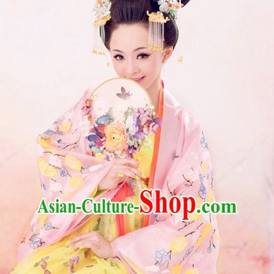 Chinese Ancient Princess Queen Dresses and Hair Jewelry Complete Set for Women