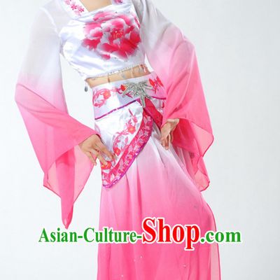 Chinese Classical Fan Dance Costume and Headdress Complete Set for Women