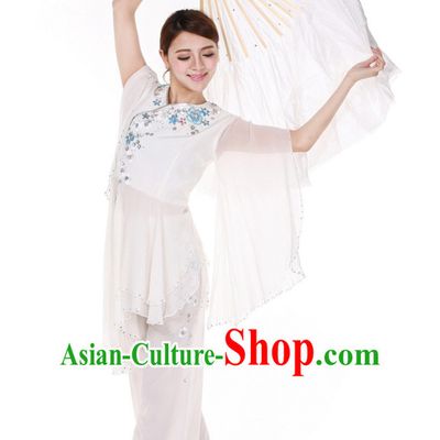Chinese Traditional Fan Group Dancing Costumes and Headdress Complete Set for Women
