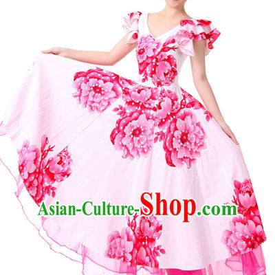 Chinese Traditional Opening Ceremony Group Dancing Costumes and Headdress Complete Set for Women
