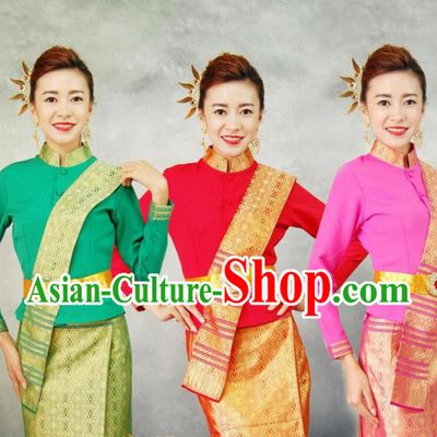 Traditional National Thai Dress Thai Traditional Dress Dresses Wedding Dress online for Sale Thai Clothing Thailand Clothes Complete Set for Women Girls Adults Youth Kids